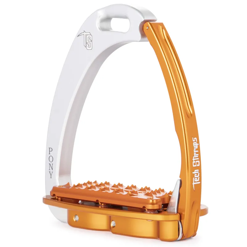 Tech Stirrups Venice Pony Plus - Silver/Orange